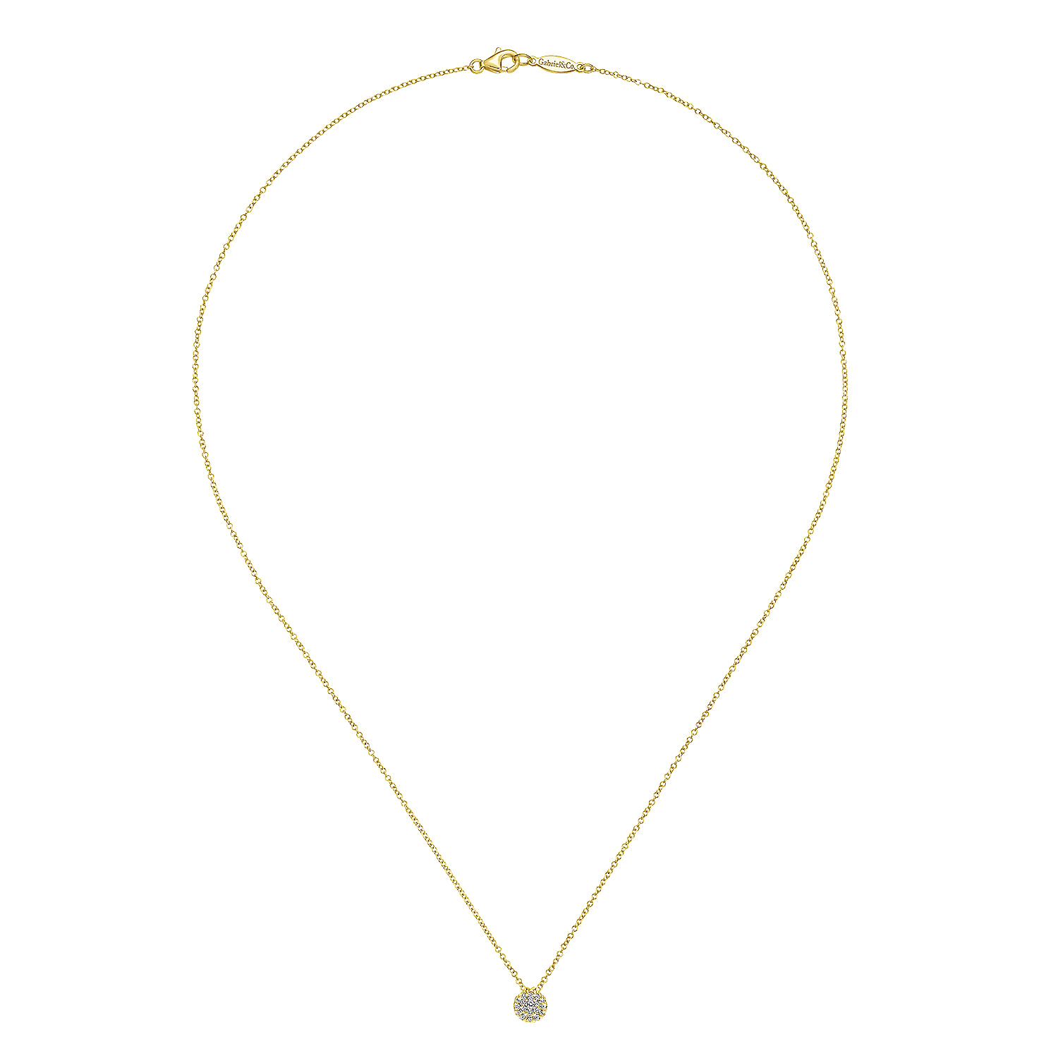 18 inch 14K Yellow Gold Round Diamond Cluster Pendant Necklace - 0.2 ct - Shot 2