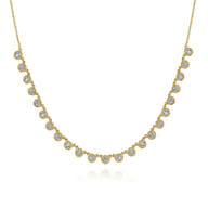18 inch 14K Yellow Gold Round Diamond Station Necklace