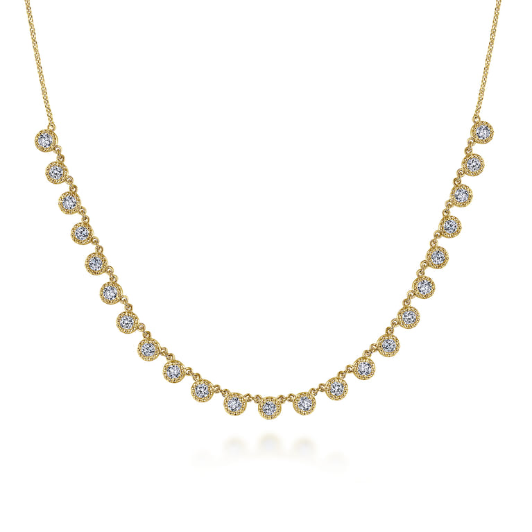 18 inch 14K Yellow Gold Round Diamond Station Necklace - 1 ct - Shot 1