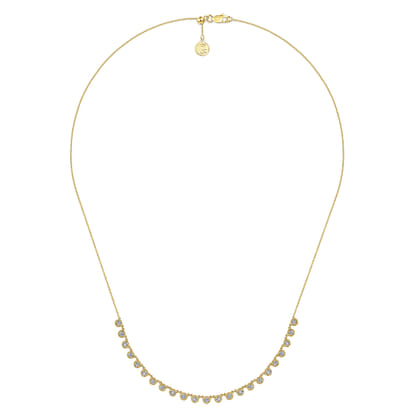 18 inch 14K Yellow Gold Round Diamond Station Necklace