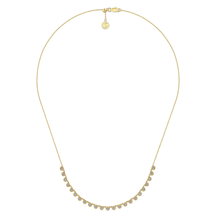 18 inch 14K Yellow Gold Round Diamond Station Necklace - 1 ct - Shot 2