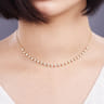 18 inch 14K Yellow Gold Round Diamond Station Necklace - 1 ct