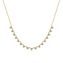 18 inch 14K Yellow Gold Scalloped Diamond Choker Necklace