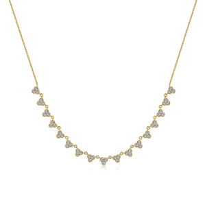 18 inch 14K Yellow Gold Scalloped Diamond Choker Necklace