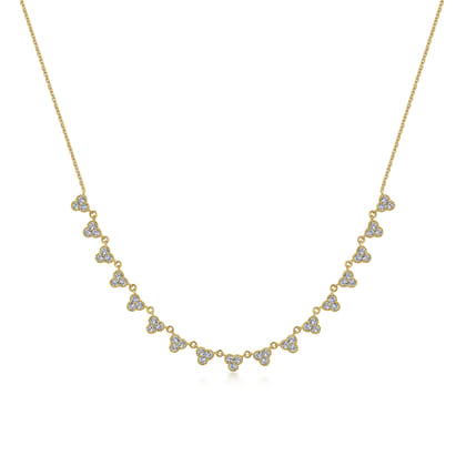 18 inch 14K Yellow Gold Scalloped Diamond Choker Necklace