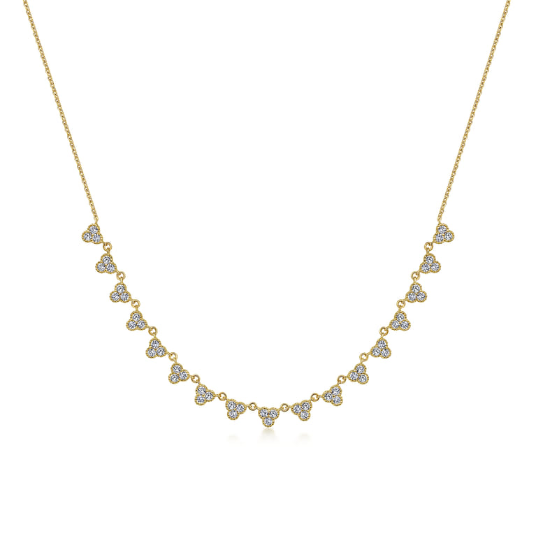 18 inch 14K Yellow Gold Scalloped Diamond Choker Necklace - 0.7 ct - Shot 1