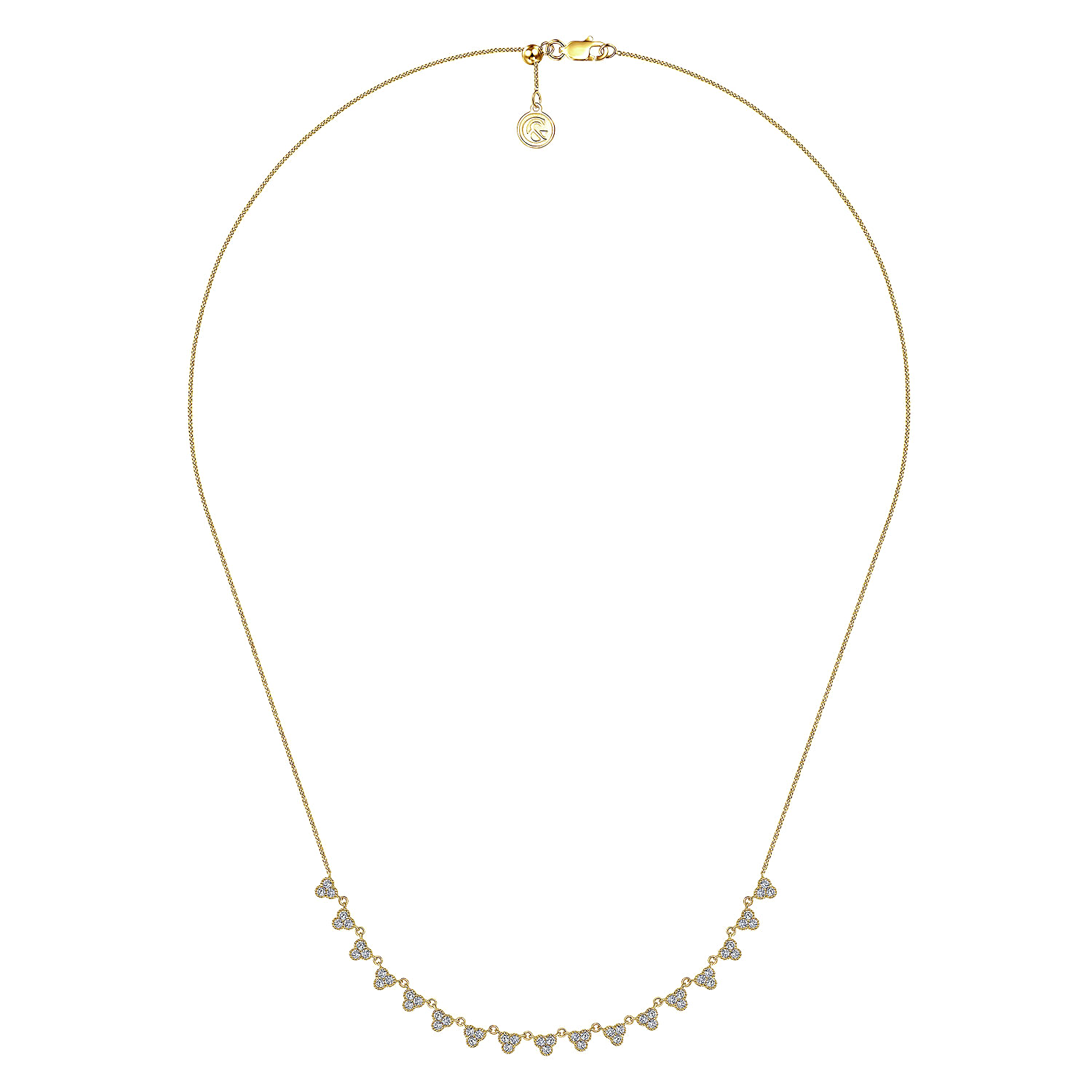 18 inch 14K Yellow Gold Scalloped Diamond Choker Necklace