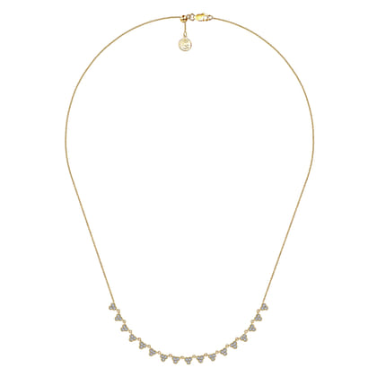 18 inch 14K Yellow Gold Scalloped Diamond Choker Necklace