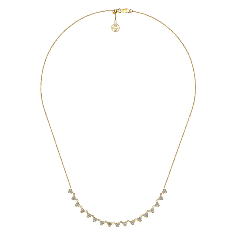 18 inch 14K Yellow Gold Scalloped Diamond Choker Necklace - 0.7 ct - Shot 2