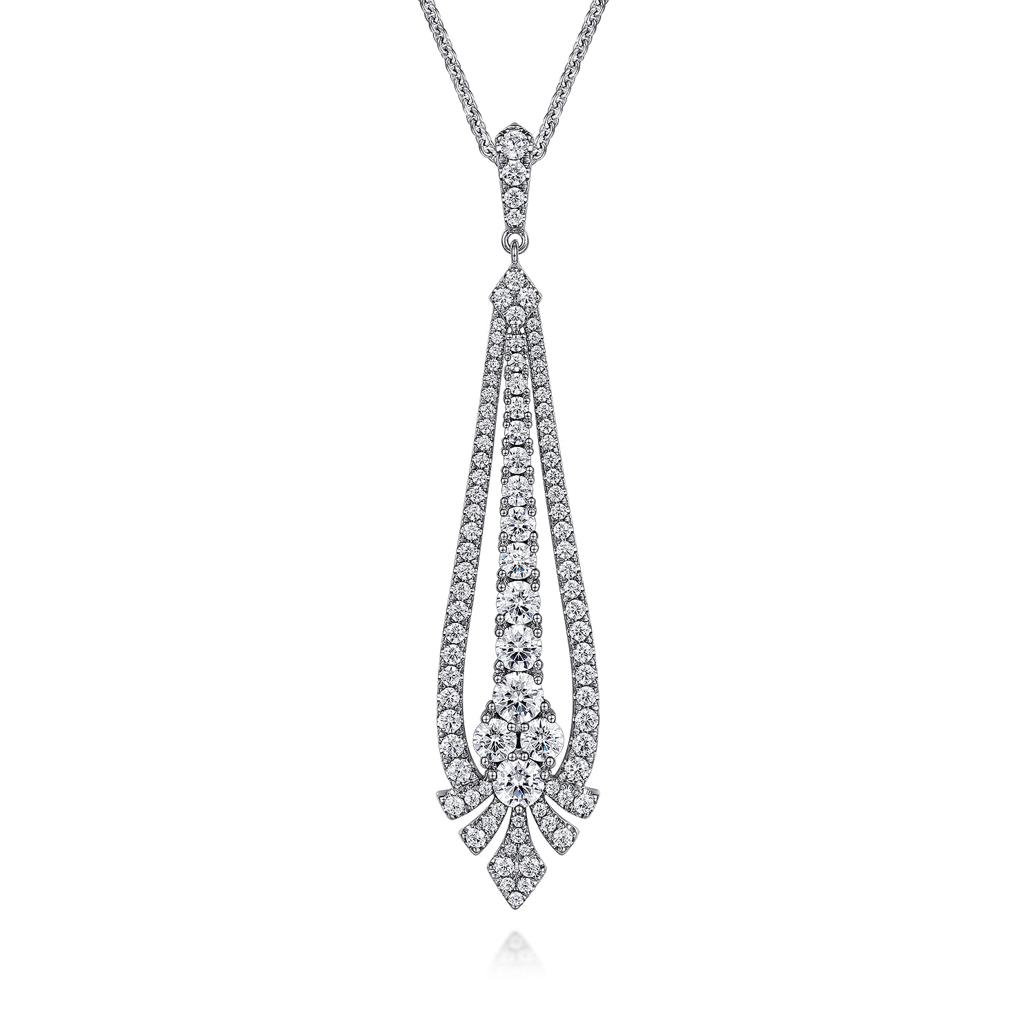 18 inch 18K White Gold Diamond Statement Necklace - 4.74 ct - Shot 1