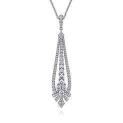 18 inch 18K White Gold Diamond Statement Necklace