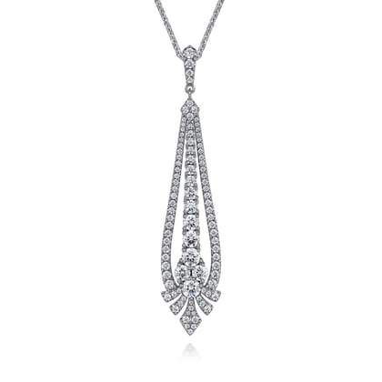 18 inch 18K White Gold Diamond Statement Necklace