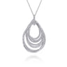 18 inch 18K White Gold Multi Row Teardrop Diamond Pendant Necklace - 4 ct