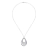18 inch 18K White Gold Multi Row Teardrop Diamond Pendant Necklace - 4 ct