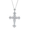 18 inch 18K White Gold Ornate Diamond Cross Pendant Necklace - 1.59 ct