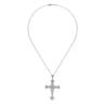 18 inch 18K White Gold Ornate Diamond Cross Pendant Necklace - 1.59 ct
