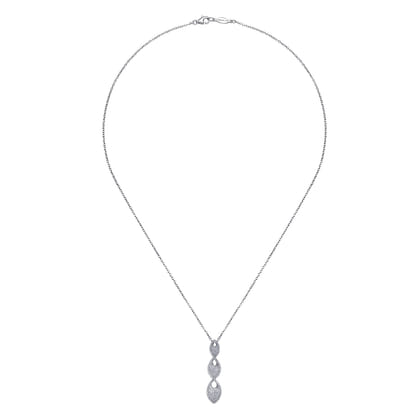 18 inch 18K White Gold Triple Marquise Pave Diamond Pendant Necklace