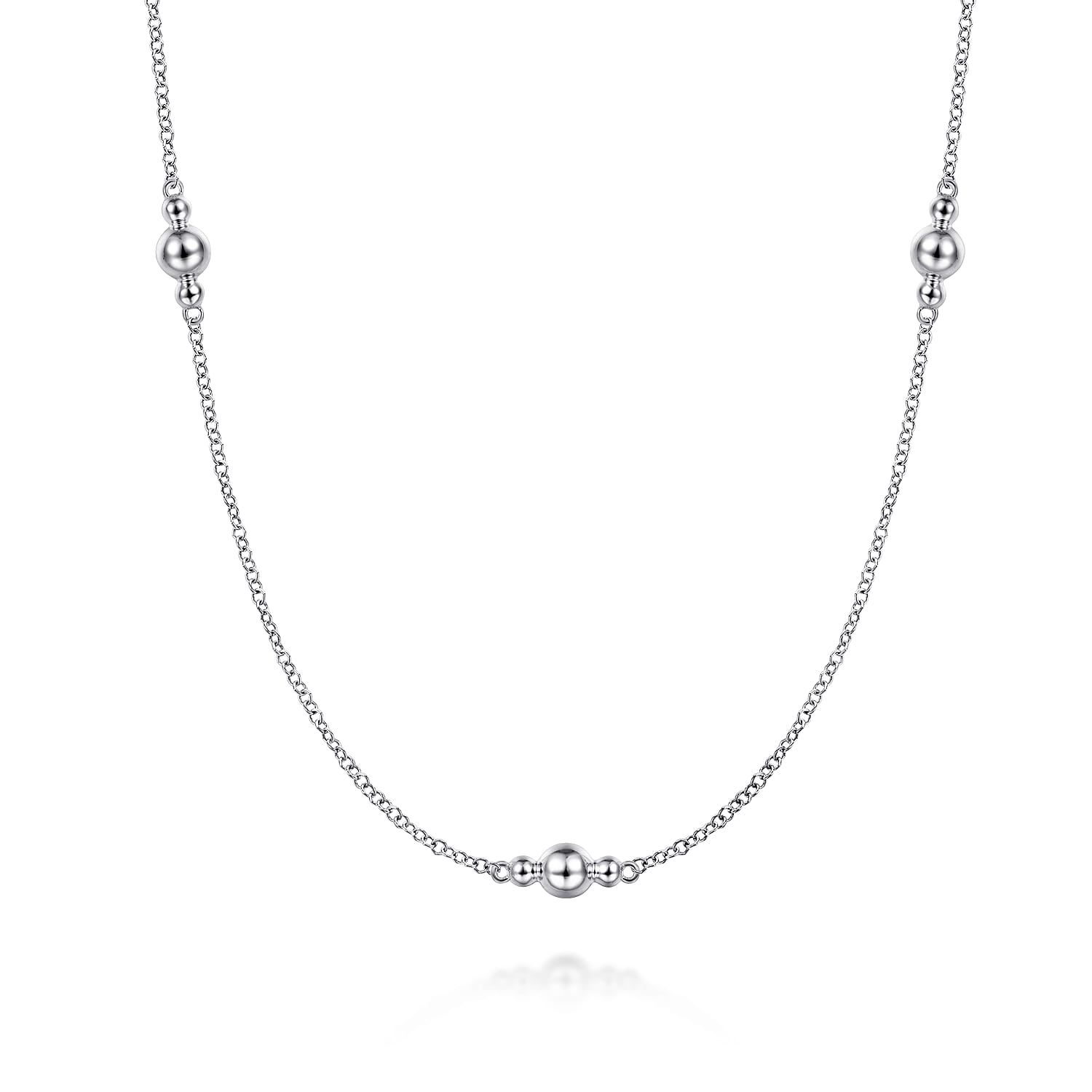 18 inch 925 Sterling Silver Beaded Necklace - Shot 1