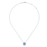 18 inch 925 Sterling Silver Blue Topaz Flower Pendant Necklace