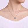18 inch 925 Sterling Silver Blue Topaz Flower Pendant Necklace