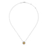 18 inch 925 Sterling Silver Citrine Flower Pendant Necklace