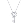 18 inch 925 Sterling Silver Heart Key Pendant Necklace with Diamonds - 0.03 ct
