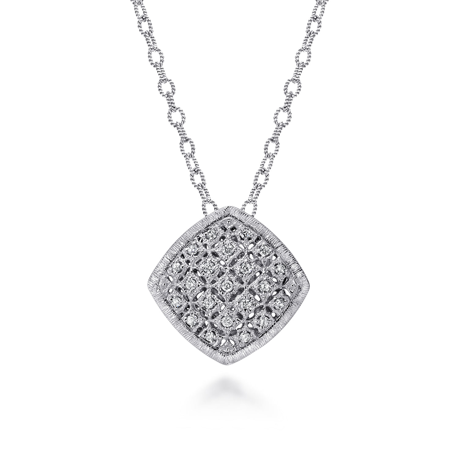 Sterling 2024 silver cushion shaped diamond necklace