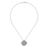 18 inch 925 Sterling Silver Pave Diamond Cushion Shape Pendant Necklace - 0.14 ct