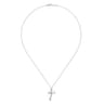 18 inch 925 Sterling Silver Twisted Wreath Cross Pendant with Diamond and Leaf Accents - 0.06 ct