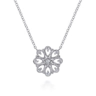 18 inch 925 Sterling Silver White Sapphire Filigree Pendant Necklace