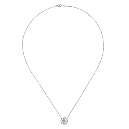 18 inch 925 Sterling Silver White Sapphire Filigree Pendant Necklace