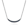 18 inch 925 Sterling Silver and Sapphire Curved Bar Necklace