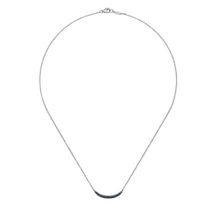 18 inch 925 Sterling Silver and Sapphire Curved Bar Necklace