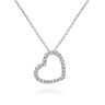 18 inch Tilted 14K White Gold Open Heart Diamond Pendant Necklace - 0.13 ct