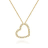 18 inch Tilted 14K Yellow Gold Open Heart Diamond Pendant Necklace - 0.13 ct