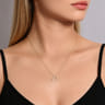 18 inch Tilted 14K Yellow Gold Open Heart Diamond Pendant Necklace - 0.13 ct