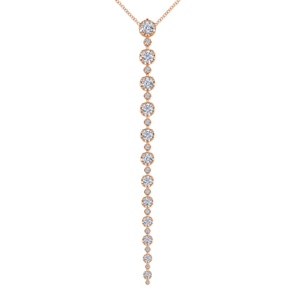 18K Rose Gold Diamond Station Y Necklace