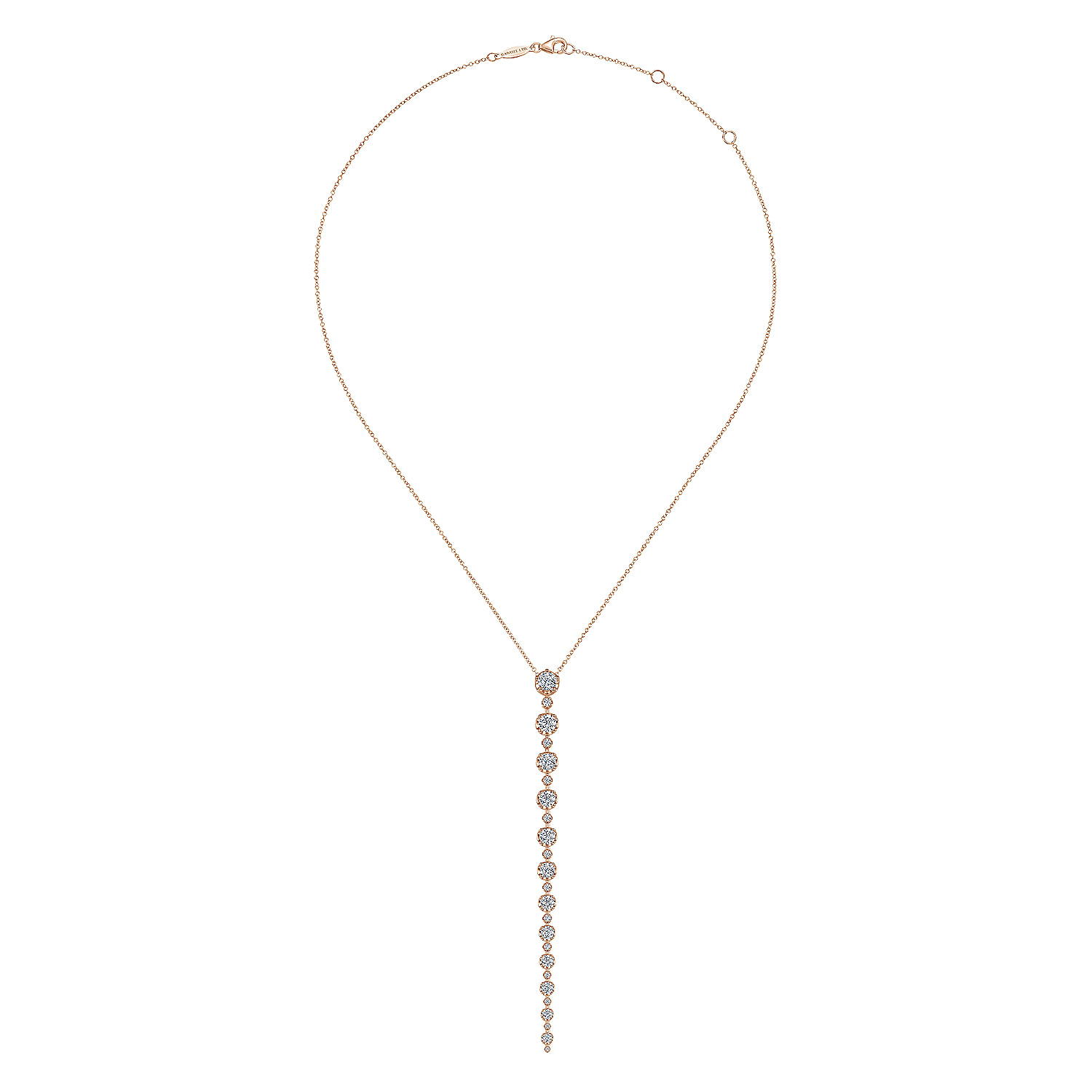 18K Rose Gold Diamond Station Y Necklace - 2.71 ct - Shot 2