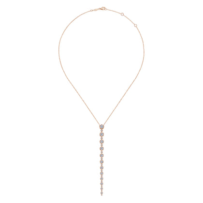 18K Rose Gold Diamond Station Y Necklace