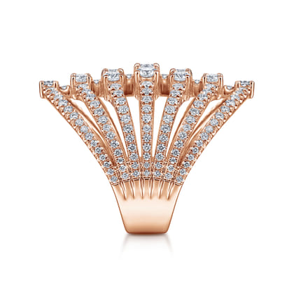 18K Rose Gold Layered Diamond Fan Wide Band Ring