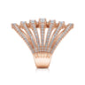 18K Rose Gold Layered Diamond Fan Wide Band Ring - 2.6 ct