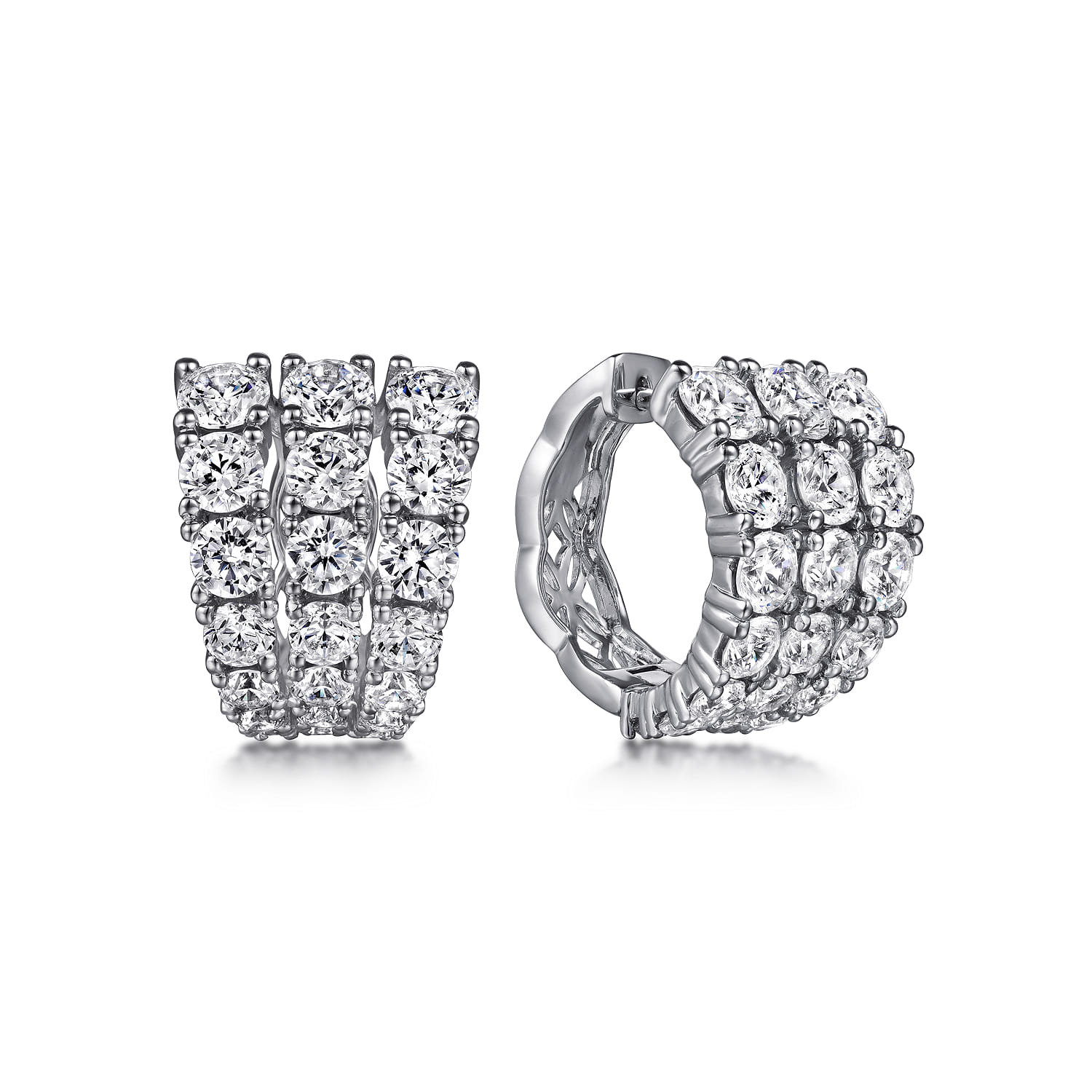 18K White Gold 15mm Diamond Huggies