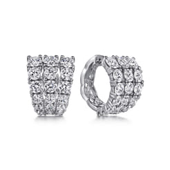 18K White Gold 15mm Diamond Huggies