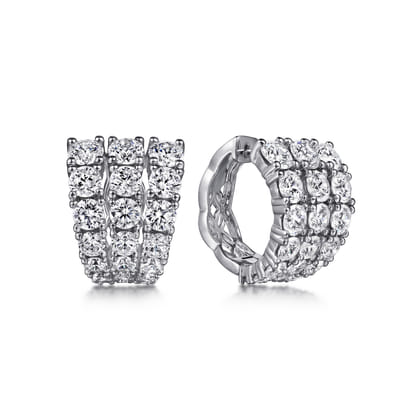 18K White Gold 15mm Diamond Huggies