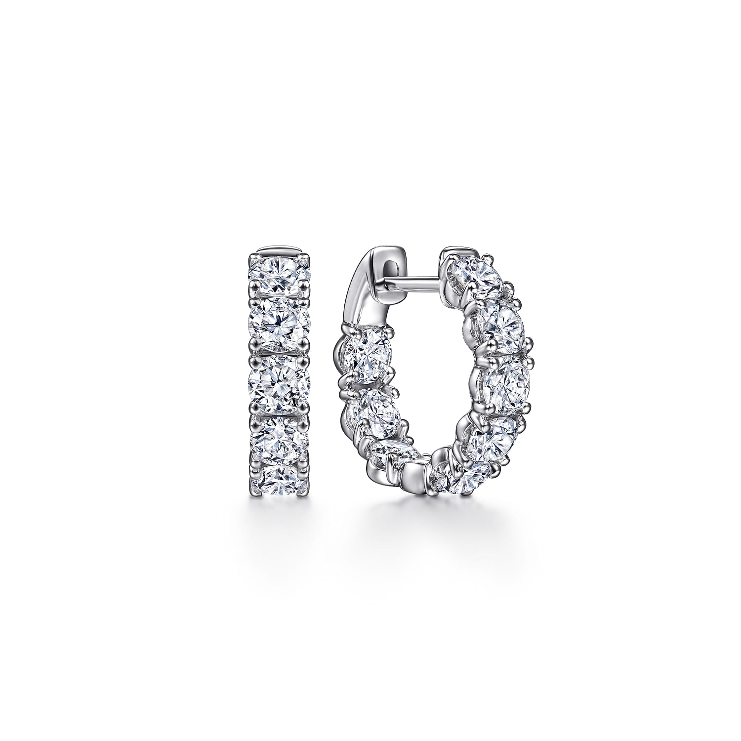 18K White Gold 15mm Diamond Huggies - 2.3 ct - Shot 1