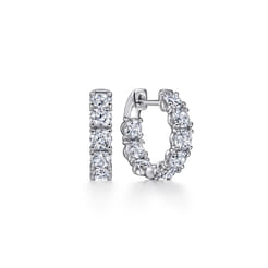 18K White Gold 15mm Diamond Huggies