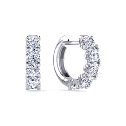 18K White Gold 15mm Diamond Huggies