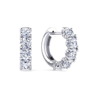 18K White Gold 15mm Diamond Huggies