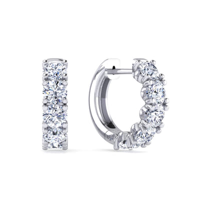 18K White Gold 15mm Diamond Huggies