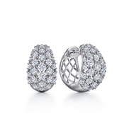 18K White Gold 15mm Diamond Huggies